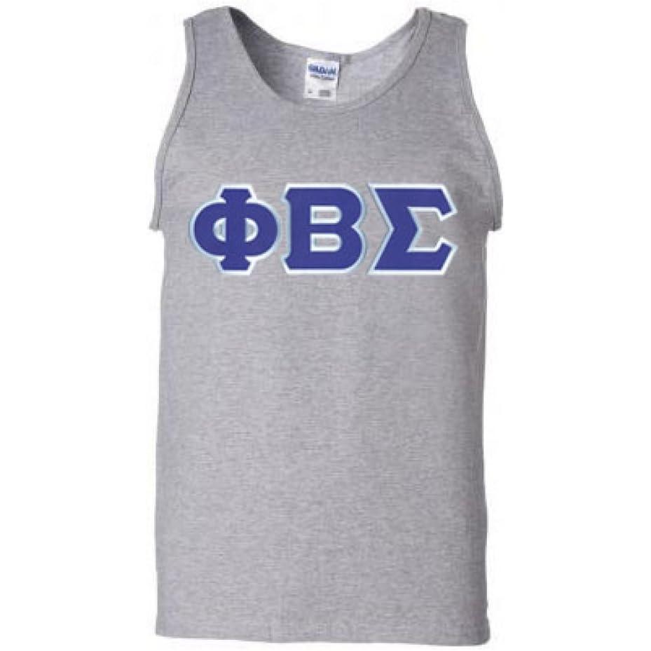 imagePhi Beta Sigma Fraternity Mens Greek Lettered Tank Top TShirtSports Grey