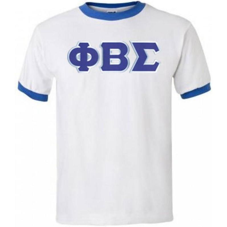 imagePhi Beta Sigma Lettered Raglan TShirtWhite W Royal Blue Trim