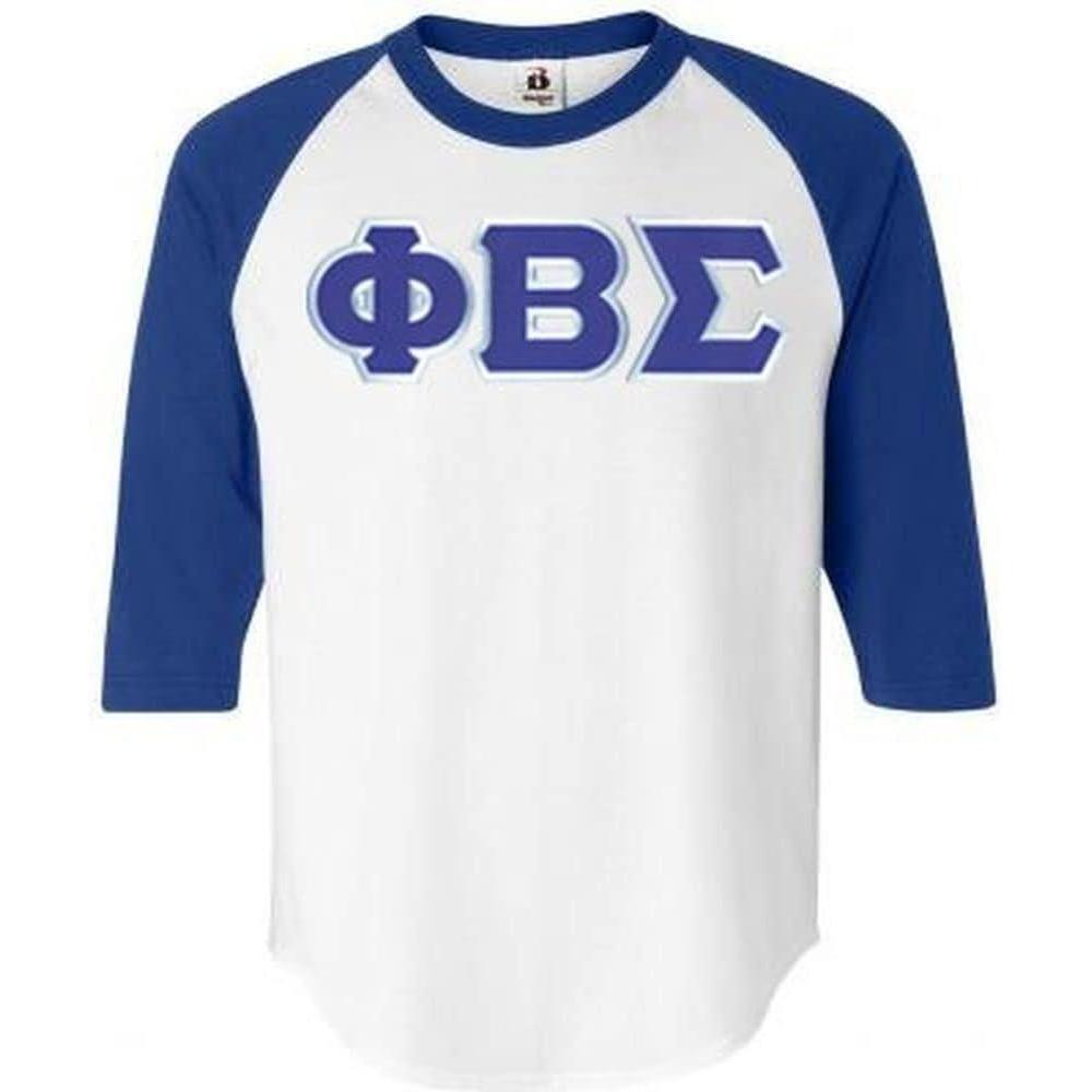 imagePhi Beta Sigma Lettered Raglan TShirtWhite With Royalblue