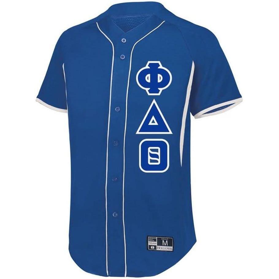 imagePhi Delta Theta Lettered Baseball JerseyRoyalWhite