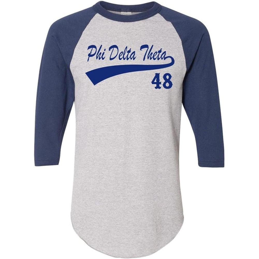 imagePhi Delta Theta Tail Year RaglanGrey WNavy Blue