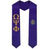 Omega Psi Phi Greek Lettered Graduation Sash Stole With Crest