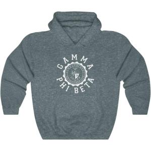 Greekgear Gamma Phi Beta Unisex College Seal Hoodie(Dark Heather)