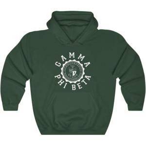 Greekgear Gamma Phi Beta Unisex College Seal Hoodie(Forest Green)