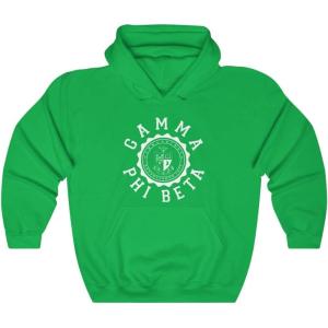 Greekgear Gamma Phi Beta Unisex College Seal Hoodie(Irish Green)