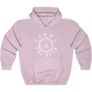 Greekgear Gamma Phi Beta Unisex College Seal Hoodie(Light Pink)