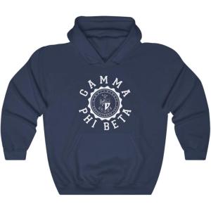 Greekgear Gamma Phi Beta Unisex College Seal Hoodie(Navy)