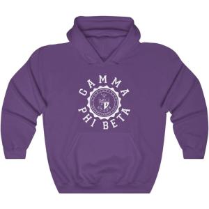 Greekgear Gamma Phi Beta Unisex College Seal Hoodie(Purple)