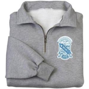 Greekgear Phi Beta Sigma Emblem 1/4 Zip Pullover(Grey)