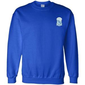 Greekgear Phi Beta Sigma World Famous Crest – Shield PATCH Crewneck Sweatshirt(Royal Blue)