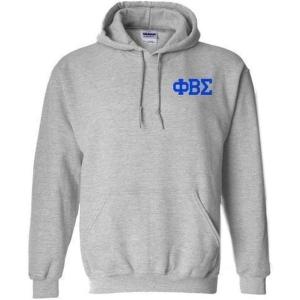 Greekgear Phi Beta Sigma World Famous Crest – Shield Printed Hooded Sweatshirt(Light Grey)