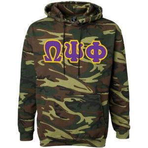 Omega Psi Phi Camo Pullover Hooded Sweatshirt(Military Camo)