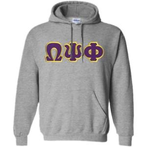 Omega Psi Phi Lettered Hooded Sweatshirt(Sports Grey)