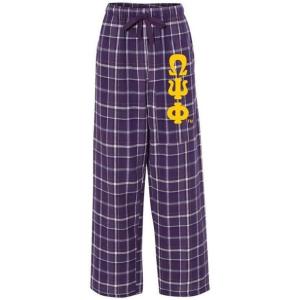 Omega Psi Phi Pajamas Flannel Pant(Purple/White)