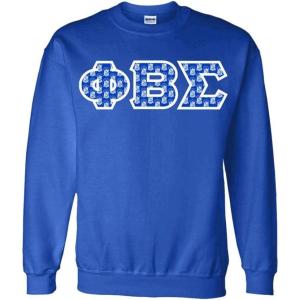 Phi Beta Sigma Fraternity Crest Twill Letter Crewneck Sweatshirt(Royal Blue)