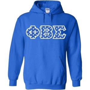 Phi Beta Sigma Fraternity Crest Twill Letter Hooded Sweatshirt(Royal Blue)
