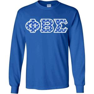 Phi Beta Sigma Fraternity Crest Twill Letter Longsleeve Tee(Royal Blue)