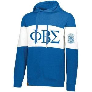 Phi Beta Sigma Ivy League Hoodie W Crest On Left Sleeve(Royal Heather With White)