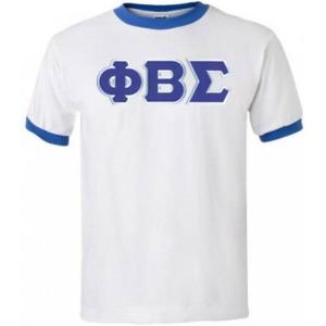 Phi Beta Sigma Lettered Raglan T-Shirt(White W/ Royal Blue Trim)