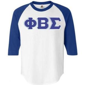 Phi Beta Sigma Lettered Raglan T-Shirt(White With Royalblue)