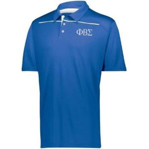 Phi Beta Sigma Subtle Greek Letter Defer Polo(Royal Blue With White)