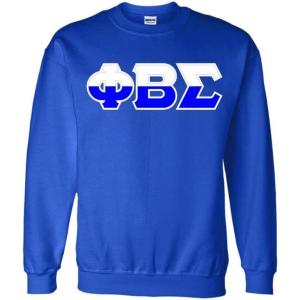 Phi Beta Sigma Two Tone Greek Lettered Crewneck Sweatshirt(Royal Blue)