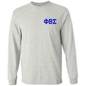 Phi Beta Sigma World Famous Crest – Shield Long Sleeve T-Shirt(Light Grey)