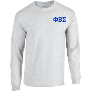 Phi Beta Sigma World Famous Crest Long Sleeve T-Shirt(Light Grey)
