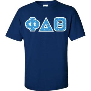 Phi Delta Theta Fraternity Crest Twill Letter Tee(Navy Blue)