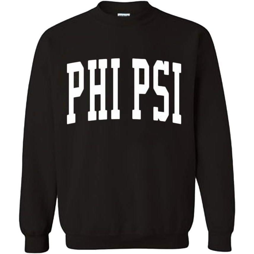 imageGreekgear Mens Phi Kappa Psi BIG TEXT Crewneck Sweatshirt BlackBlack