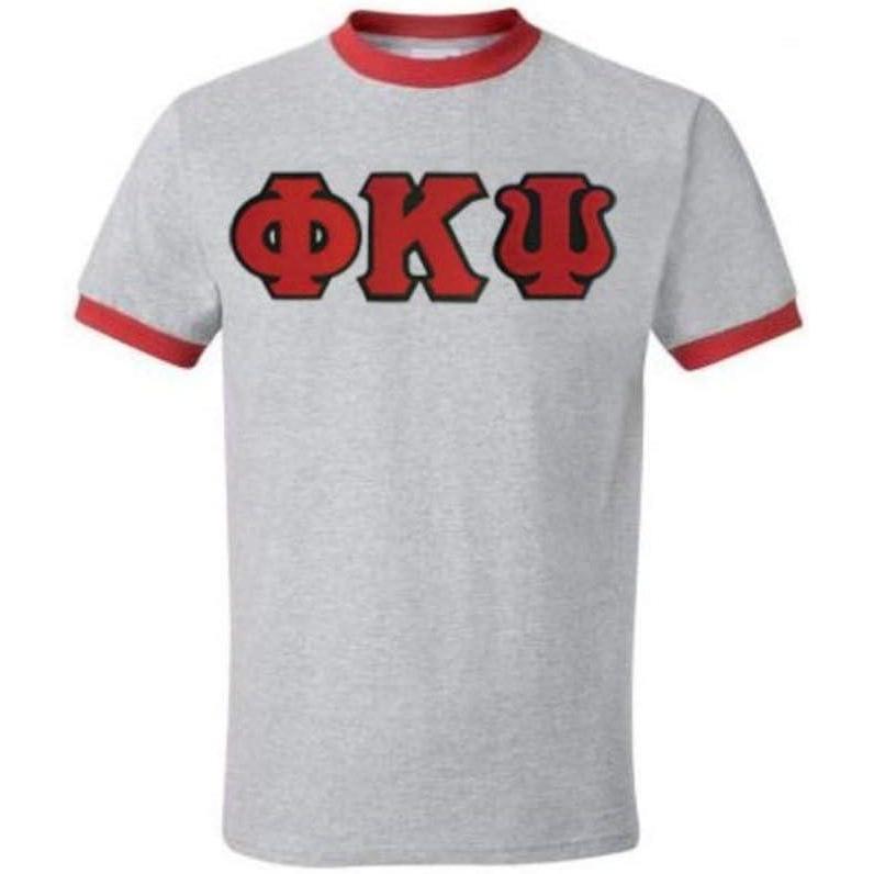 imagePhi Kappa Psi Lettered Ringer ShirtAthletic HeatherRed