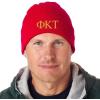 Phi Kappa Tau Greek Letter Knit Cap(Red W/Light Gold Thread Color)
