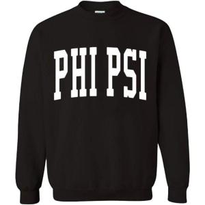 Greekgear Men’s Phi Kappa Psi BIG TEXT Crewneck Sweatshirt Black(Black)