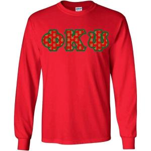 Phi Kappa Psi Fraternity Crest Twill Letter Longsleeve Tee(Red)