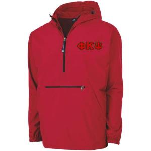 Phi Kappa Psi Tackle Twill Lettered Pack N Go Pullover(Red)