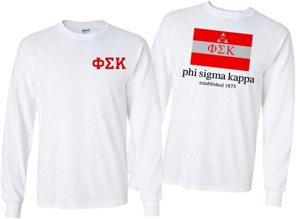 imagePhi Sigma Kappa Flag Long Sleeve TShirtWhite