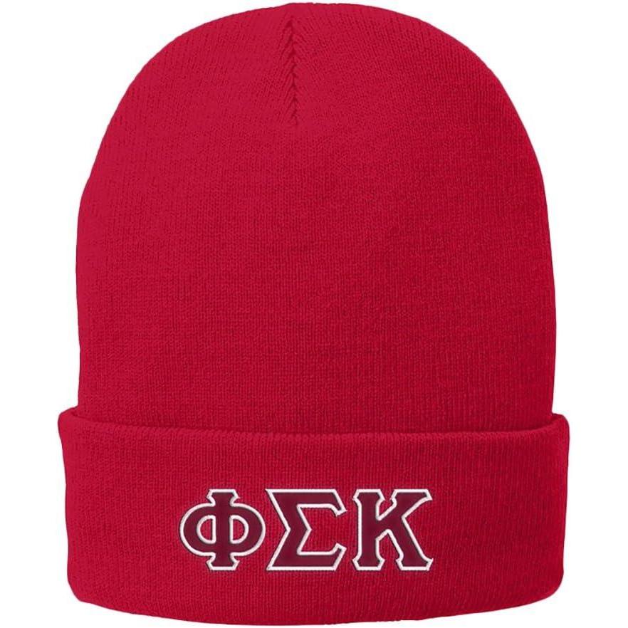 imagePhi Sigma Kappa Big Greek Lettered Knit CapAthletic Red