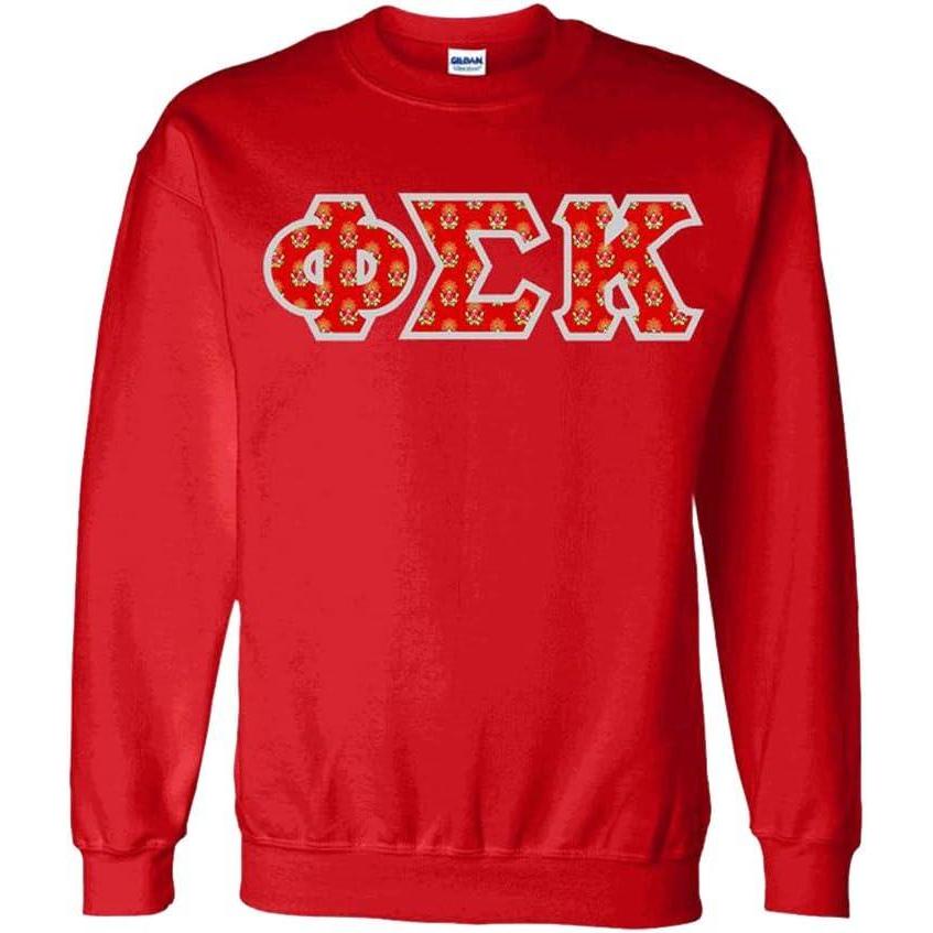 imagePhi Sigma Kappa Fraternity Crest Twill Letter Crewneck SweatshirtRed