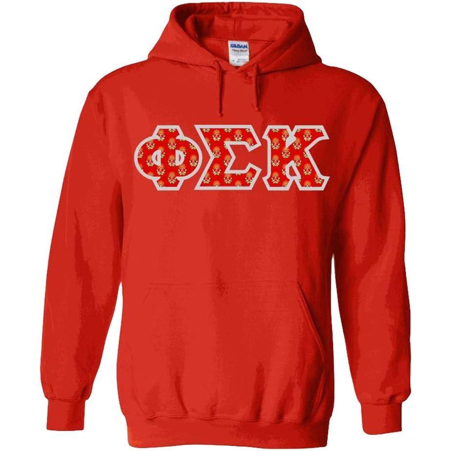 imagePhi Sigma Kappa Fraternity Crest Twill Letter Hooded SweatshirtRed