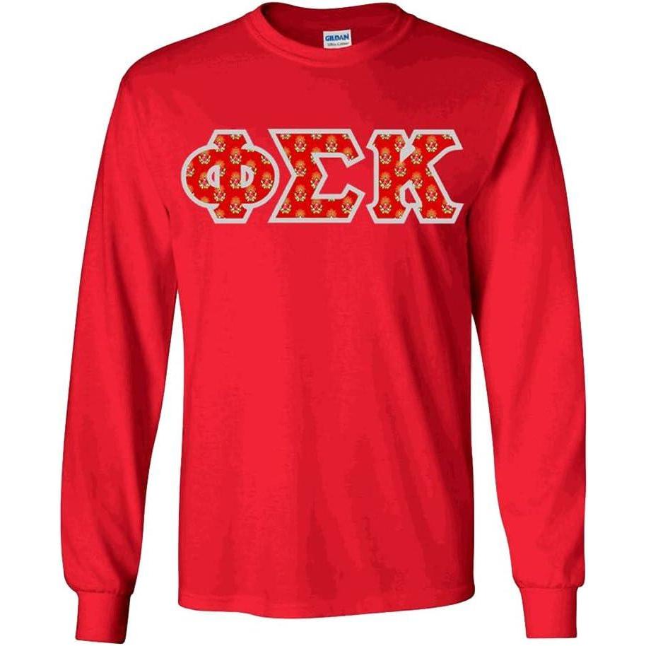 imagePhi Sigma Kappa Fraternity Crest Twill Letter Longsleeve TeeRed