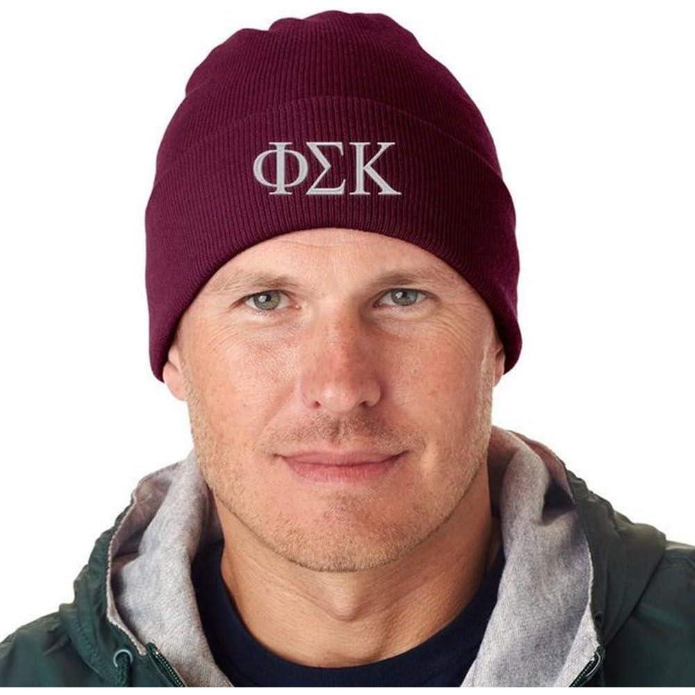 imagePhi Sigma Kappa Greek Letter Knit CapMaroon WWhite Thread Color