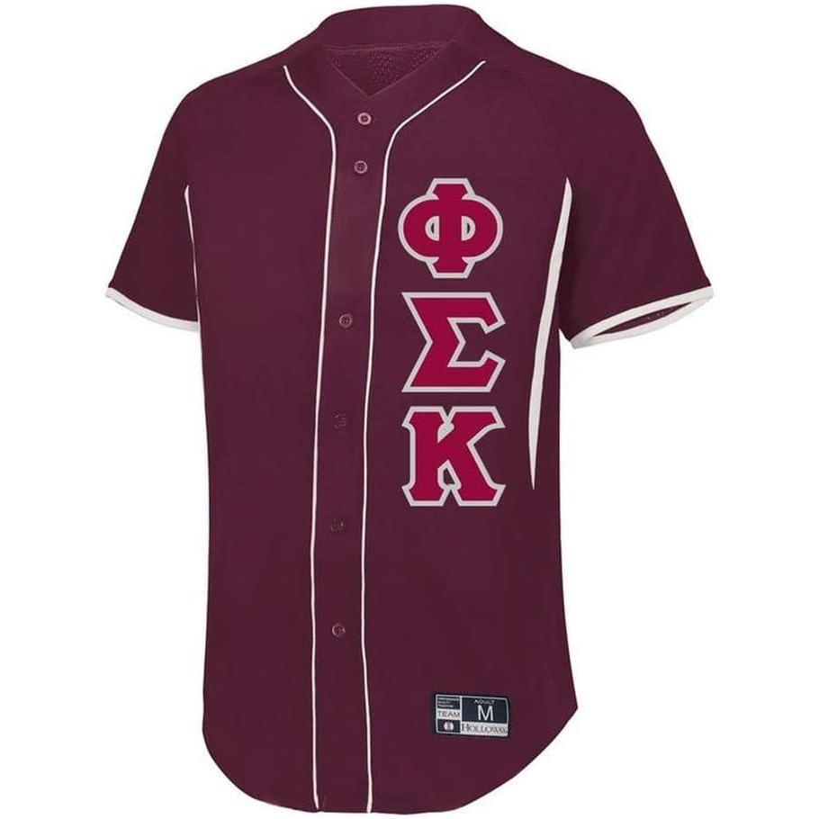 imagePhi Sigma Kappa Lettered Baseball JerseyMaroonWhite