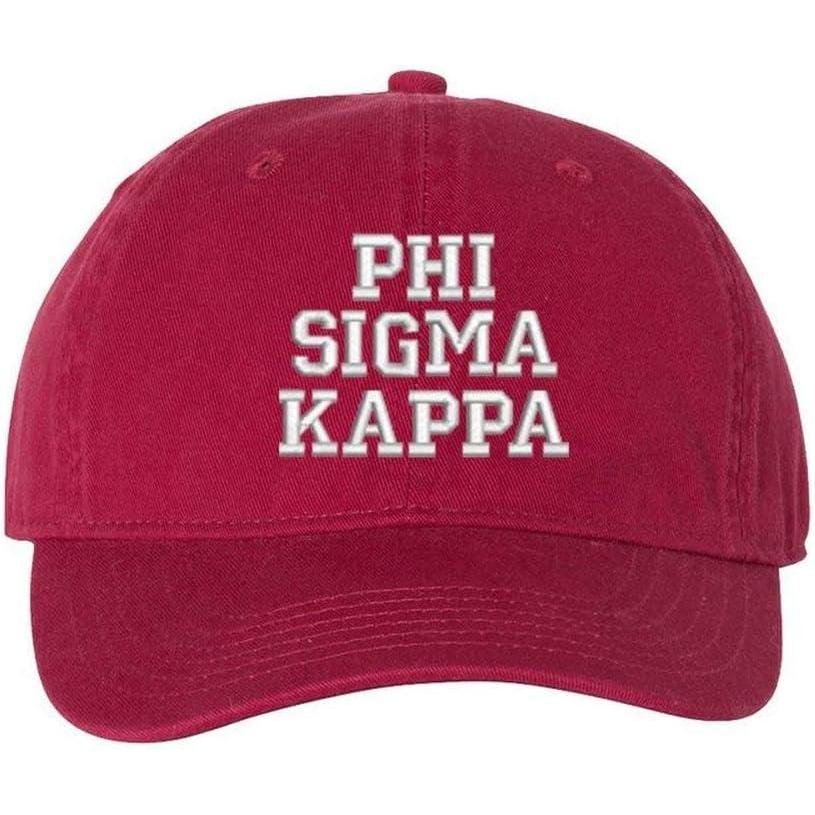 imagePhi Sigma Kappa Pigment Dyed Baseball CapBrick WSilver Thread Color