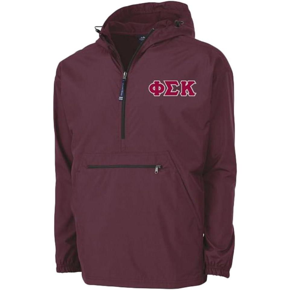 imagePhi Sigma Kappa Tackle Twill Lettered Pack N Go PulloverMaroon