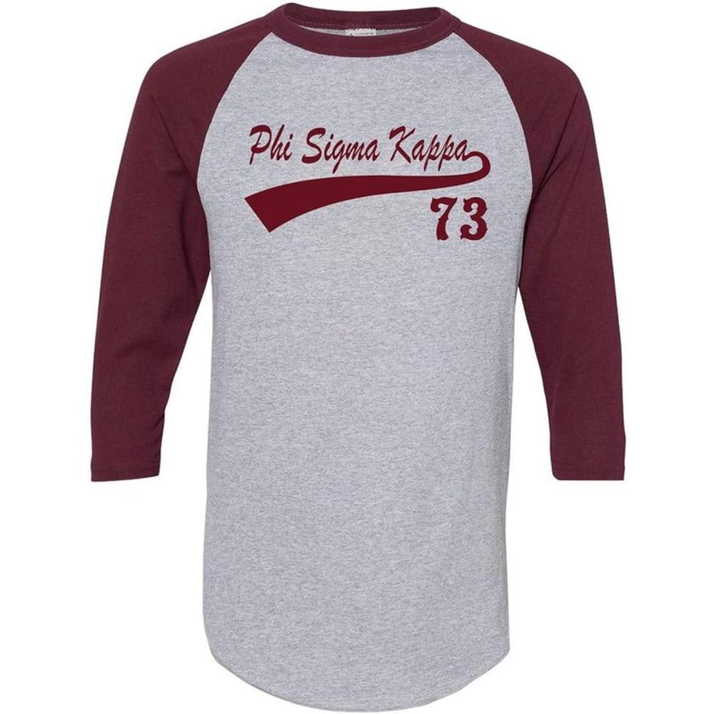 imagePhi Sigma Kappa Tail Year RaglanGrey WMaroon