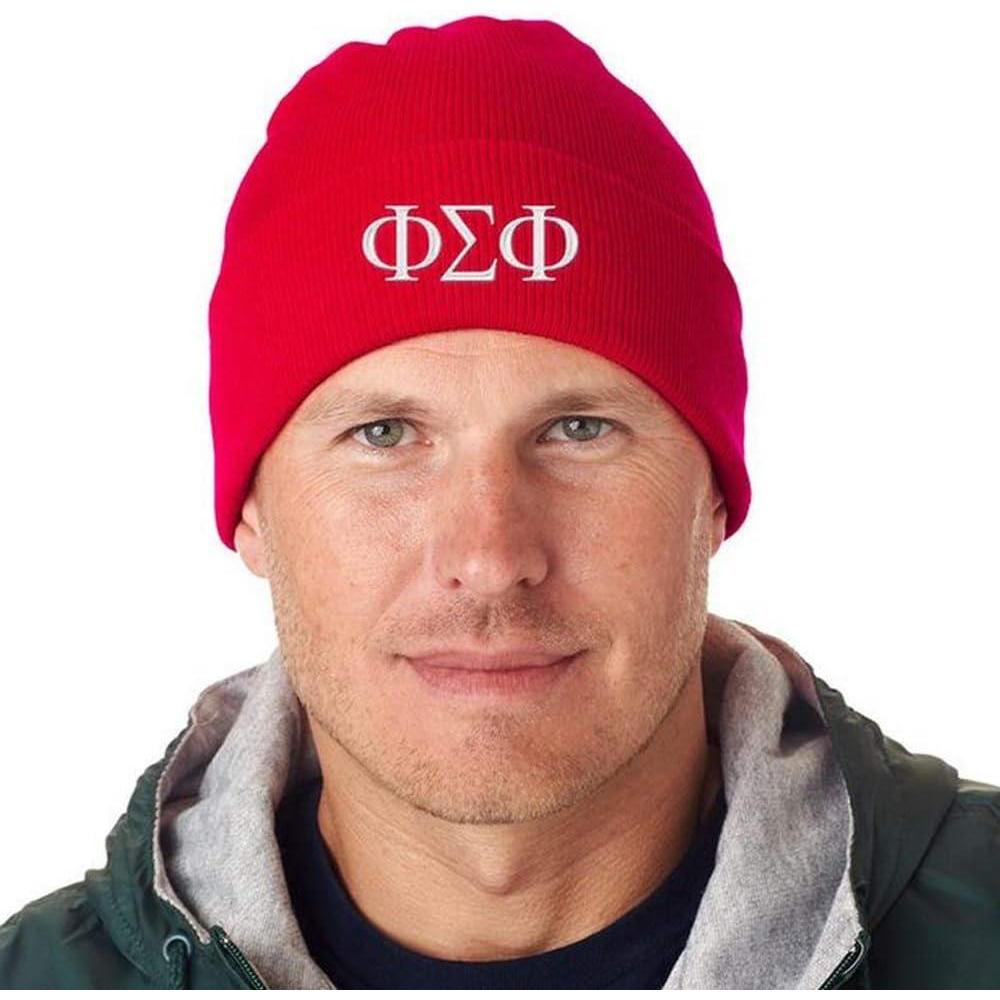 imagePhi Sigma Phi Greek Letter Knit CapRed WWhite Thread Color