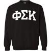 Phi Sigma Kappa Arched Greek Letter Crewneck Sweatshirt Black(Black)