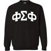 Phi Sigma Phi Arched Greek Letter Crewneck Sweatshirt Black(Black)