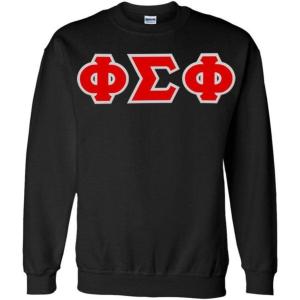 Greekgear Phi Sigma Phi Sewn Lettered Crewneck(Black)