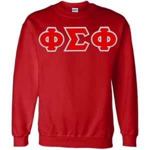 Greekgear Phi Sigma Phi Sewn Lettered Crewneck(Red)